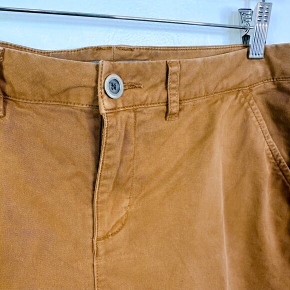 Garnet Hill Organic Cotton Chino Cropped Straight Leg Pants Camel Brown Size 6 - Picture 3 of 12